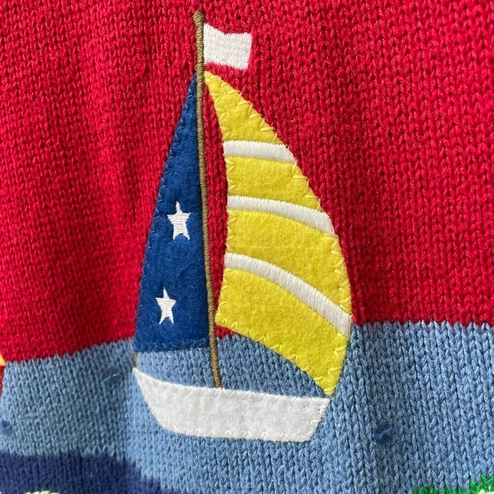 Vintage 90s Quacker Factory Summer Lighthouse Duck Short Sleeve Tunic Sweater XS - Picture 5 of 10